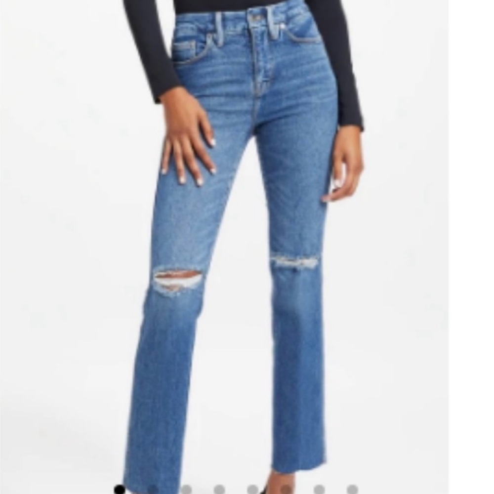 Good American Good Curve High Waist Raw Hem Jeans